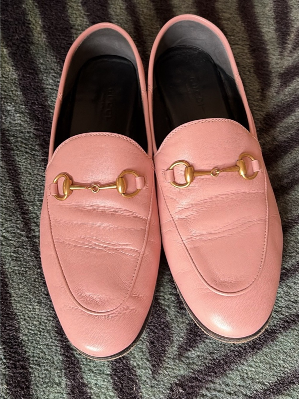 Gucci Pink Leather Horsebit Loafers